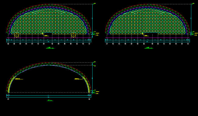 河津跨度110米，拱高35_7米煤棚网架